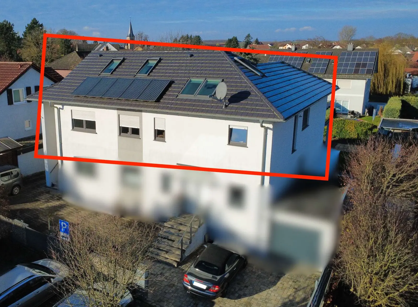 Außenansicht mit Markierung